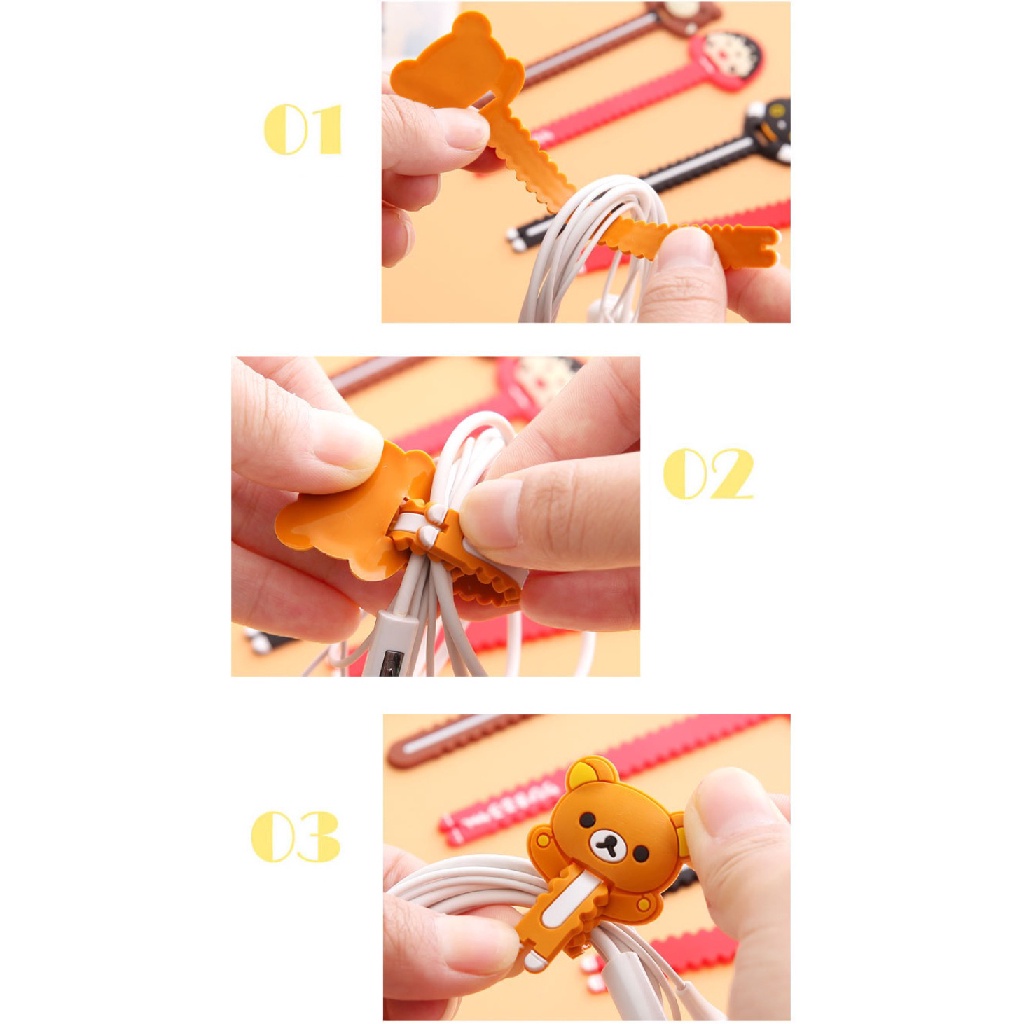 Dây Buộc Cáp Điện Thoại / Tai Nghe Họa Tiết Hoạt Hình Dễ Thương