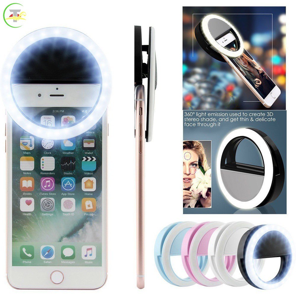 Đèn Led Tròn Kẹp Điện Thoại Hỗ Trợ Chụp Ảnh Selfie Cho Iphone & Máy Tính Bảng Samsung Asahinew @ My