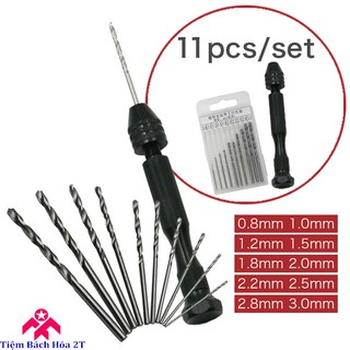 Khoan tay mini đen + 10 mũi khoan