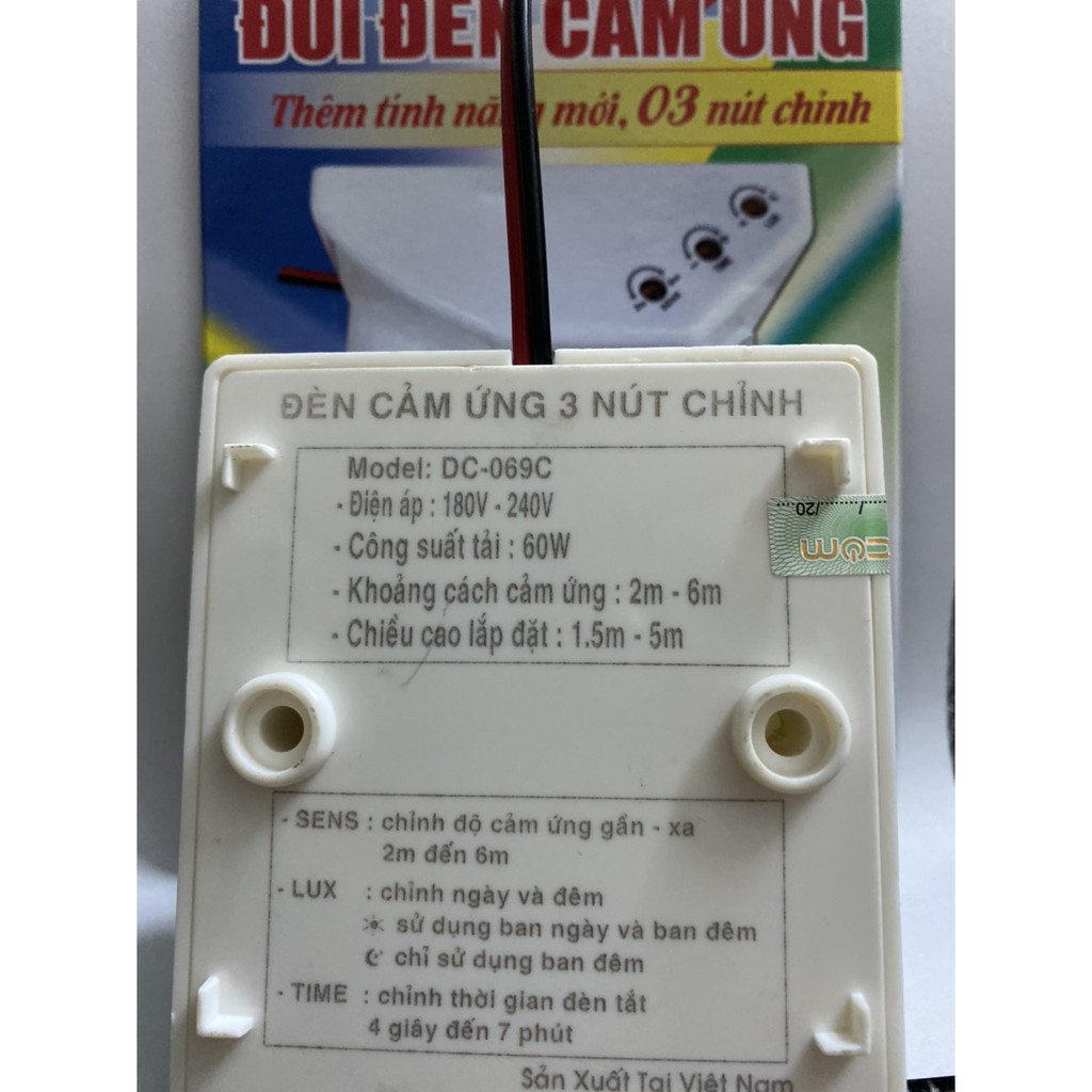 2 đui đèn cảm biến chuyển động 3 nút chỉnh