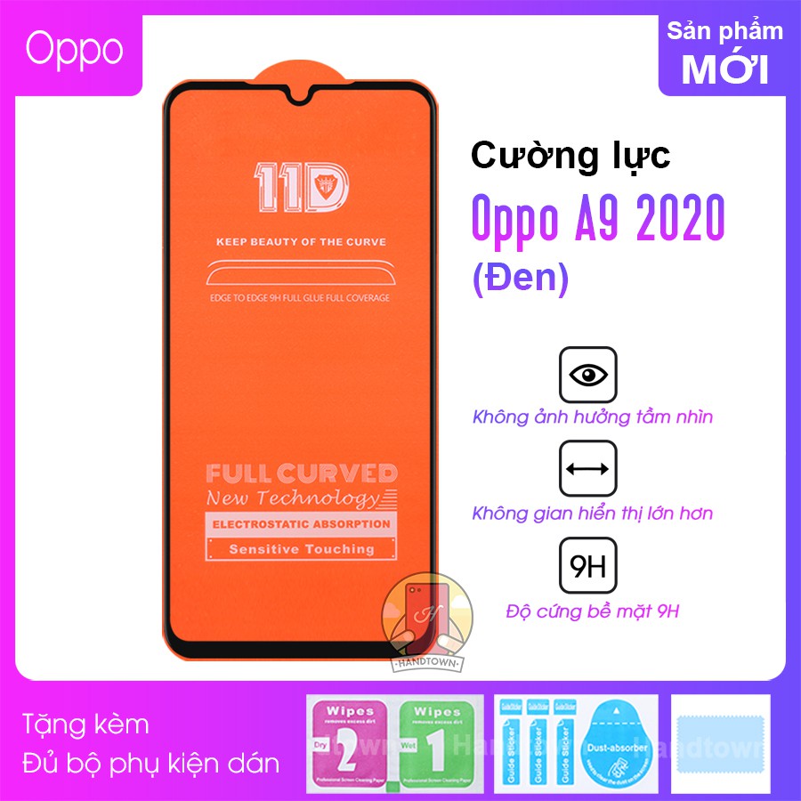 Kính Cường Lực 11D Oppo A9 2020 Full Màn Đen MIETUBL