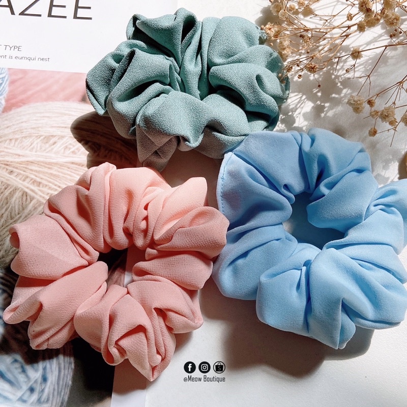 Combo 3 cột tóc vải scrunchies màu kẹo ngọt xinh xắn Meow Boutique