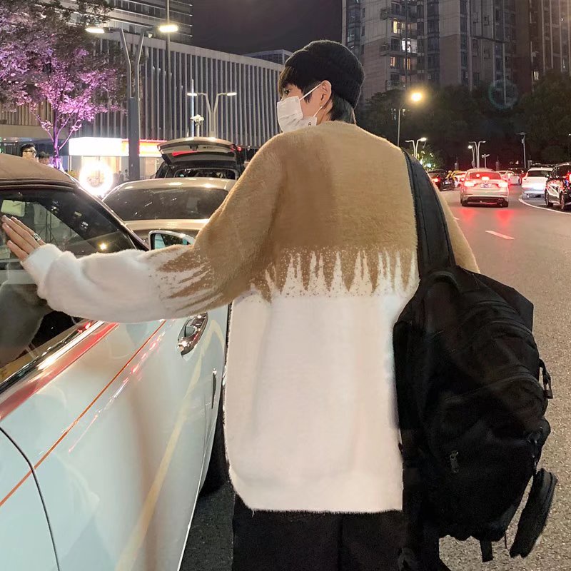 Áo Sweater cổ tròn dáng rộng thêu họa tiết thời trang hàn quốc dành cho nam giới