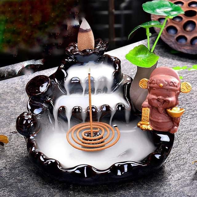 [Bán sỉ] Thác khói trầm hương thác khói mèo thần tài (kèm lá sen)