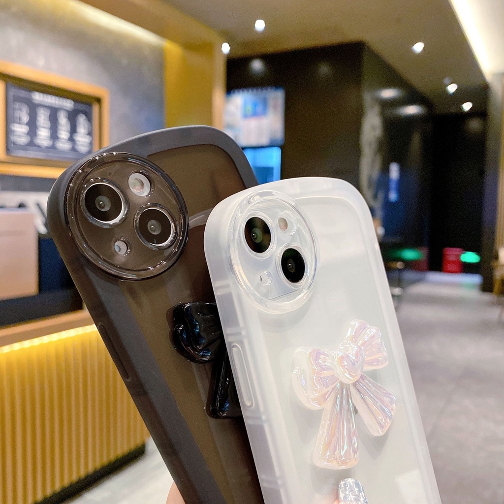 Casing Realme 11 C30 C35 C21Y C25Y 9i C17 7I C11 C15 5 5s 5i 7i 2 Pro U1 C17 C21Y C25Y Narzo 50A C1 2020 Cute Bownot Fine Hole Tpu Clear Shockproof Round Camera protection Full Phone Back Case Cover NKS 04