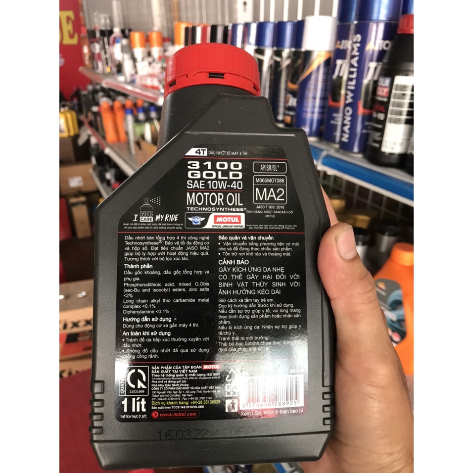 NHỚT MOTUL 3100 GOLD 10W40 1L- Cam Kết Chính Hãng
