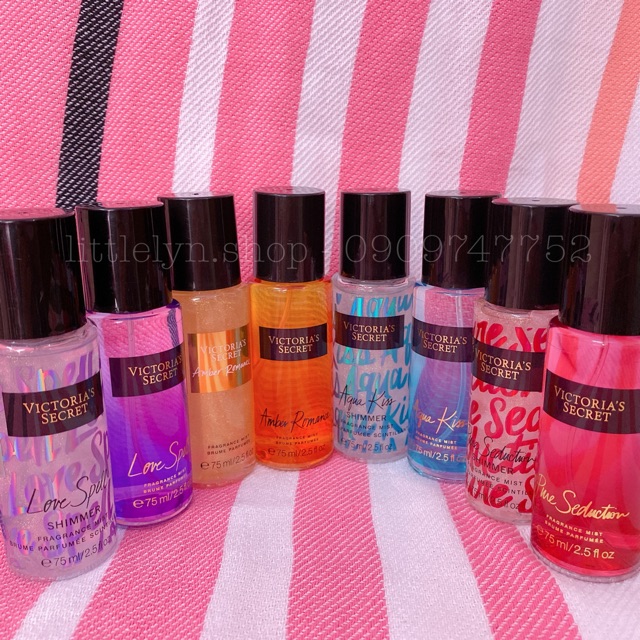 [AUTH-BILL MĨ] Nước Hoa Xịt Toàn Thân Victoria’s Secret-Body Mist Vic 75ml-Amber Romance,Love Spell,Pure Seduction, Aqua