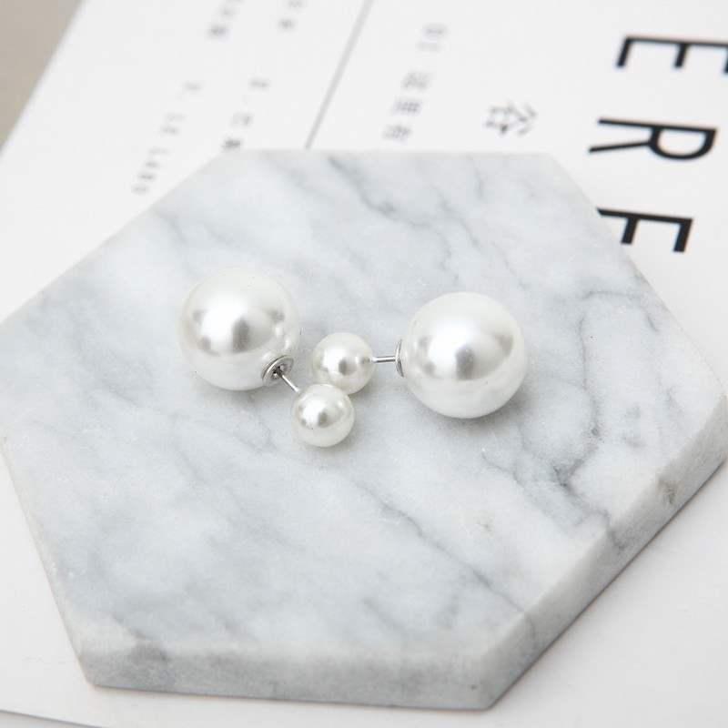 Korean bông tai Best Selling hoa tai ngọc trai Double-sided Pearl Earrings