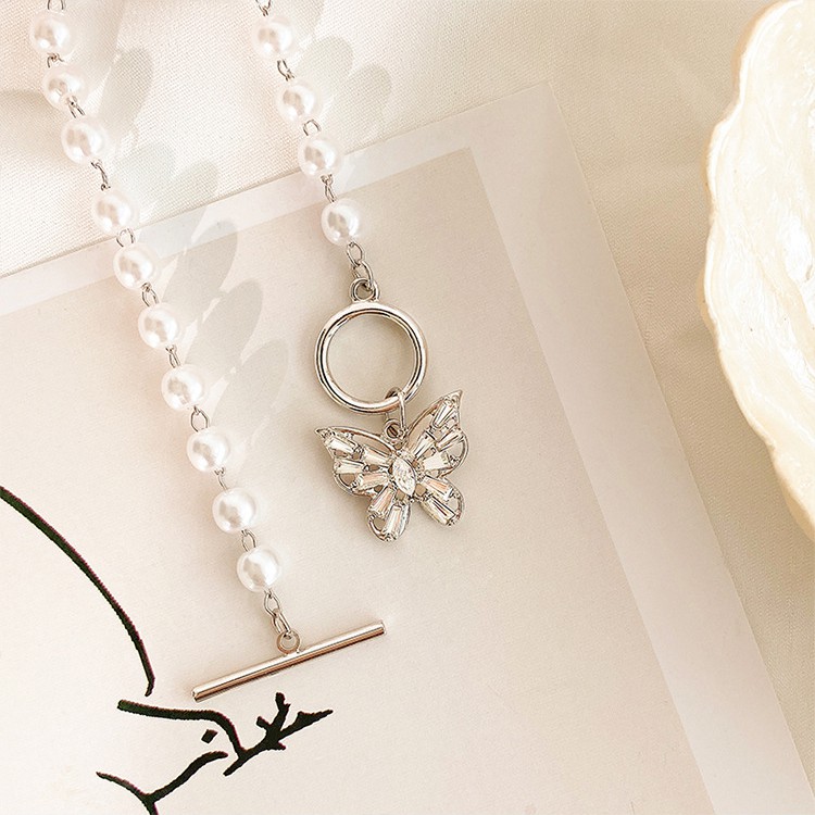 Vòng Cổ Choker Hình Bướm Đính Ngọc Trai Phong Cách Hàn Quốc