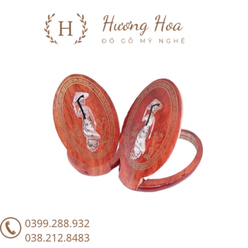 Gương gỗ mini khảm cô gái Việt Nam