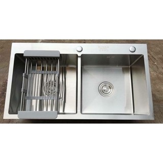 Chậu rửa chén bát đúc nguyên khối inox 304, bồn rửa 2 hộc ( hố ) sâu kt 8245.KM TPHCM SHIP NHANH 1 GIỜ