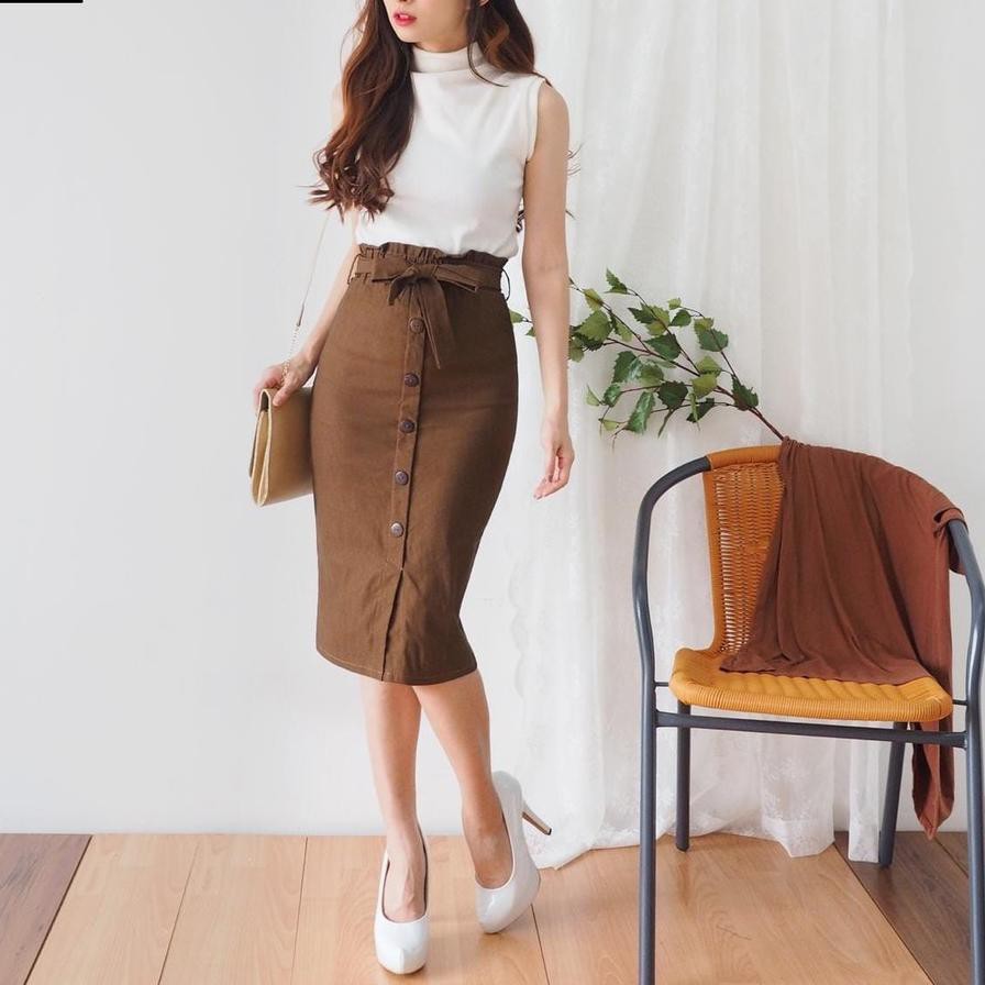 Chân Váy Bút Chì Màu Trơn Chất Liệu Cotton Co Giãn Thời Trang Đường Phố Cho Nữ | BigBuy360 - bigbuy360.vn