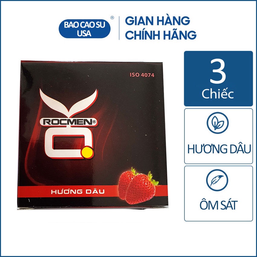[Giá Siêu Rẻ] Bao cao su Rocmen OK hương dâu hộp 3 bao