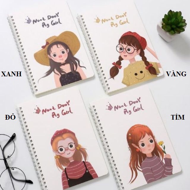 Sổ tay lò xo kẻ ngang A5 hình Cô Gái 60 tờ, 120 trang, kích thước 21 x 14,2cm Sakura Shop