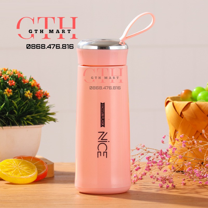 Bình nước  in hình Chữ Nice  Kute 2 Lớp  nhiều màu cute – GTH MART