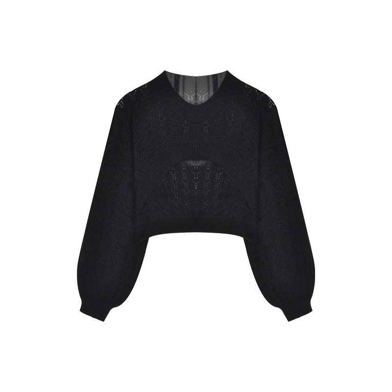 Áo croptop tay dài dáng rộng họa tiết rỗng/ áo hai dây kiểu dáng thời trang  | BigBuy360 - bigbuy360.vn