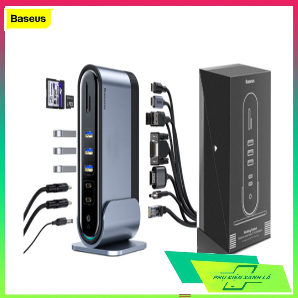 Hub chuyển đa năng Baseus Working Station 17 in 1 Multifunctional (Type-C*4 / HDMI / VGA / RJ-45 Gigabit / SD,TF Card)