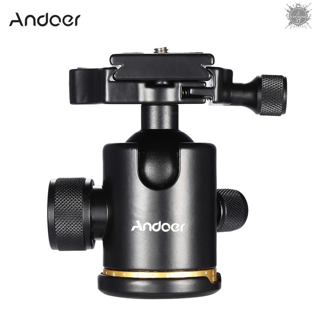 Đầu bi hợp kim nhôm tải trọng tối đa 3KG kèm tấm đế tháo lắp nhanh có vít 1/4&quot; Andoer cho chân tripod camera