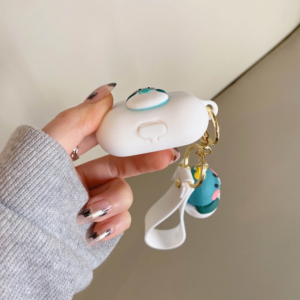 Vỏ Bảo Vệ Hộp Sạc Tai Nghe Airpods 3 Pro 2 3 Họa Tiết Hoạt Hình Khủng Long Trắng Dễ Thương Ốp