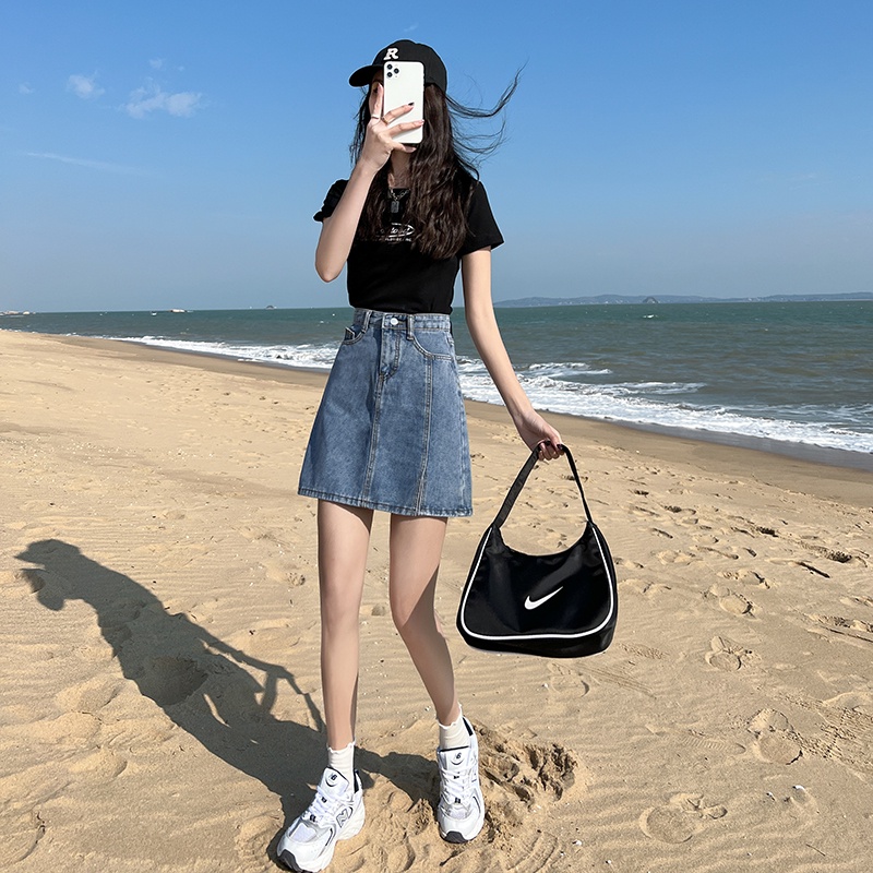 Chân váy jean Lưng Cao Thời Trang Hàn Quốc