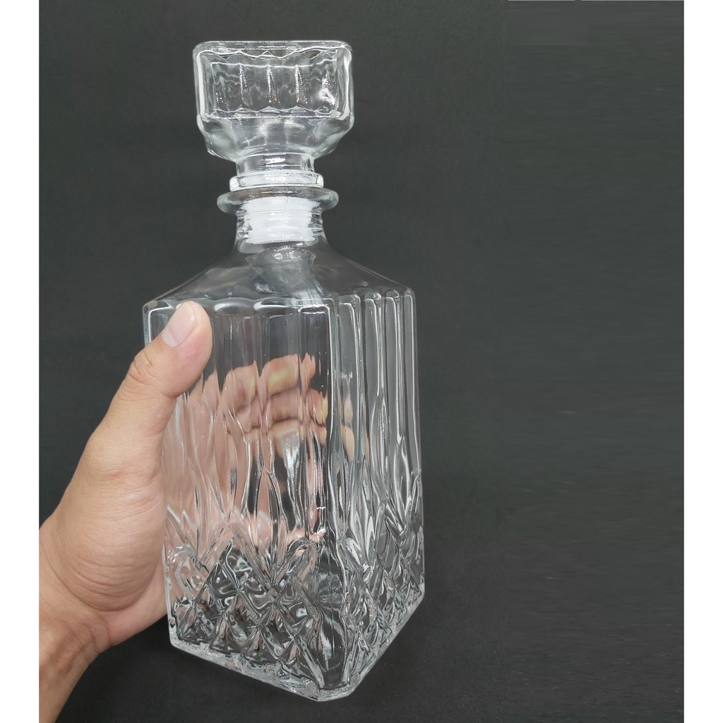 [ VIPShop ] Vỏ Bình Thủy Tinh Đựng Rượu 1 Lít, Chai Hình Vuông Quý Tộc, CTT-07 | BigBuy360 - bigbuy360.vn