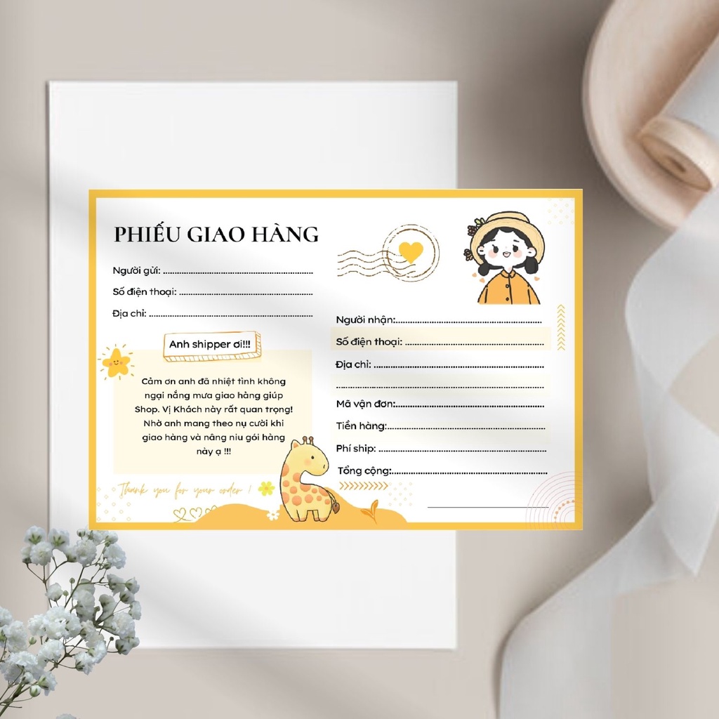 100 phiếu ghi mã đơn hàng  - KHÔNG có keo mẫu 05