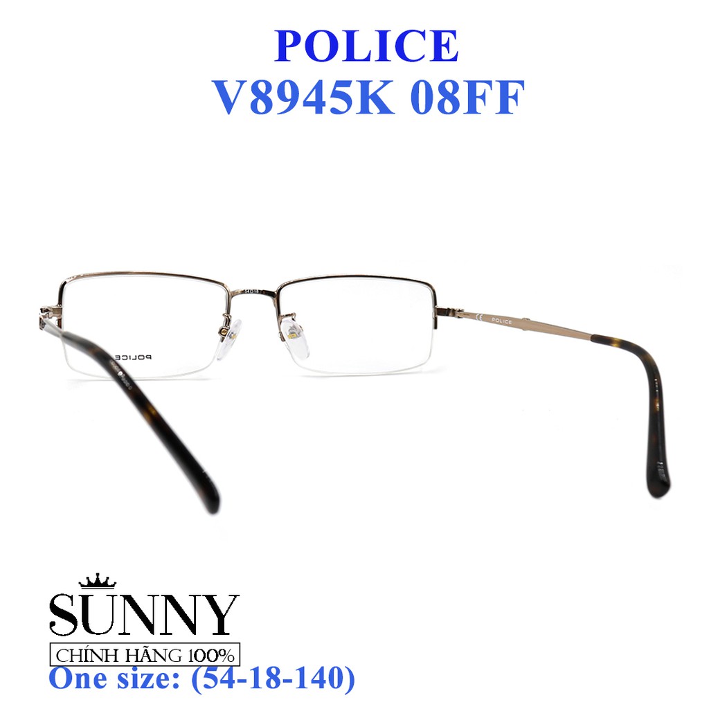 Gọng kính thời trang chính hãng Police V8945K 08FF (54-18-140), thiết kế dễ đeo bảo vệ mắt