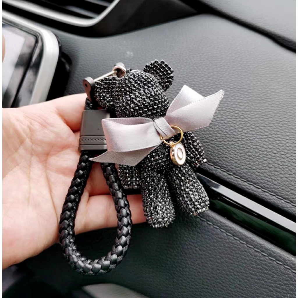 Móc khóa Bearbrick Gấu đính đá thời thượng phụ kiện xe hơi túi xách