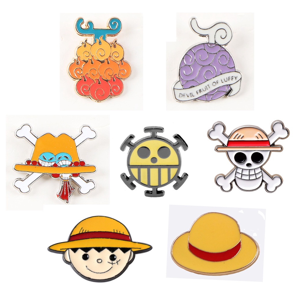 Ghim cài áo kim loại tráng men trang trí hình hoạt hình One Piece dễ thương mới