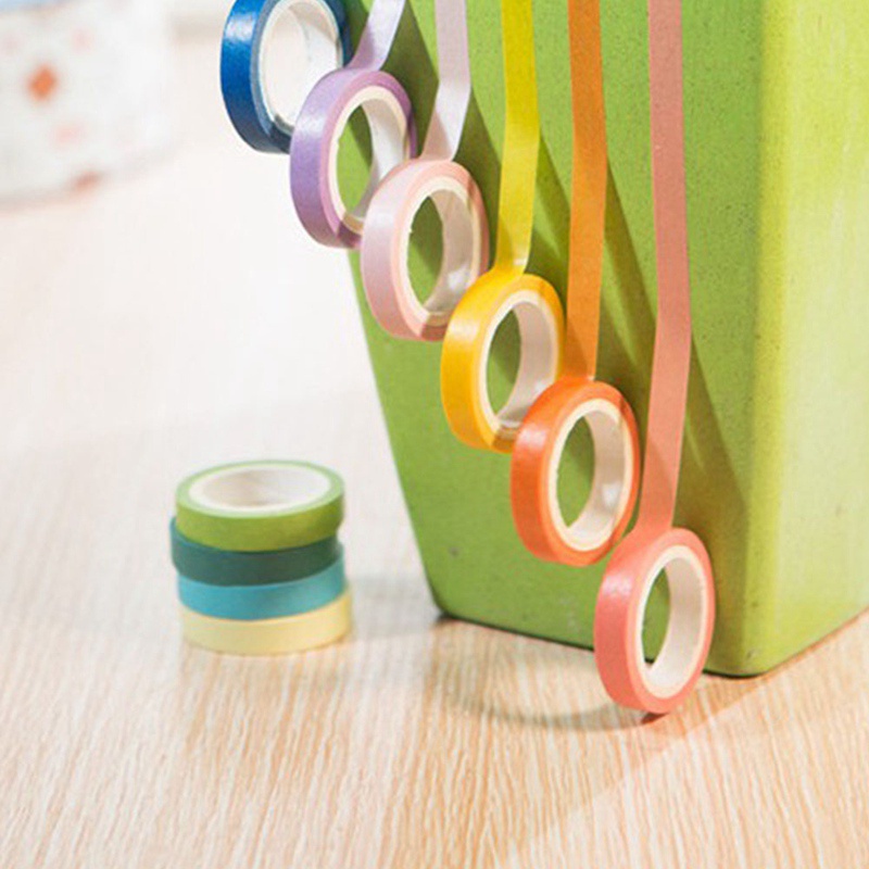 Set 10 cuộn băng keo giấy màu kẹo trơn dễ thương
