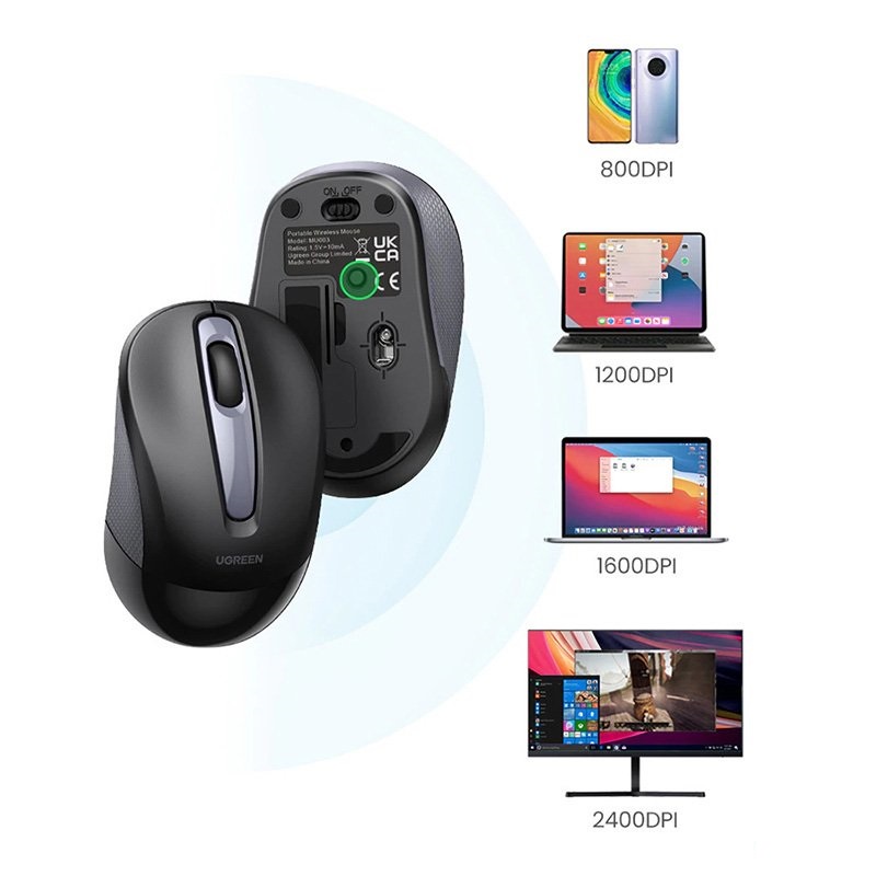 Chuột không dây 2.4G Ugreen 90371 Silent Click 2400 DPI - Hàng Chính Hãng