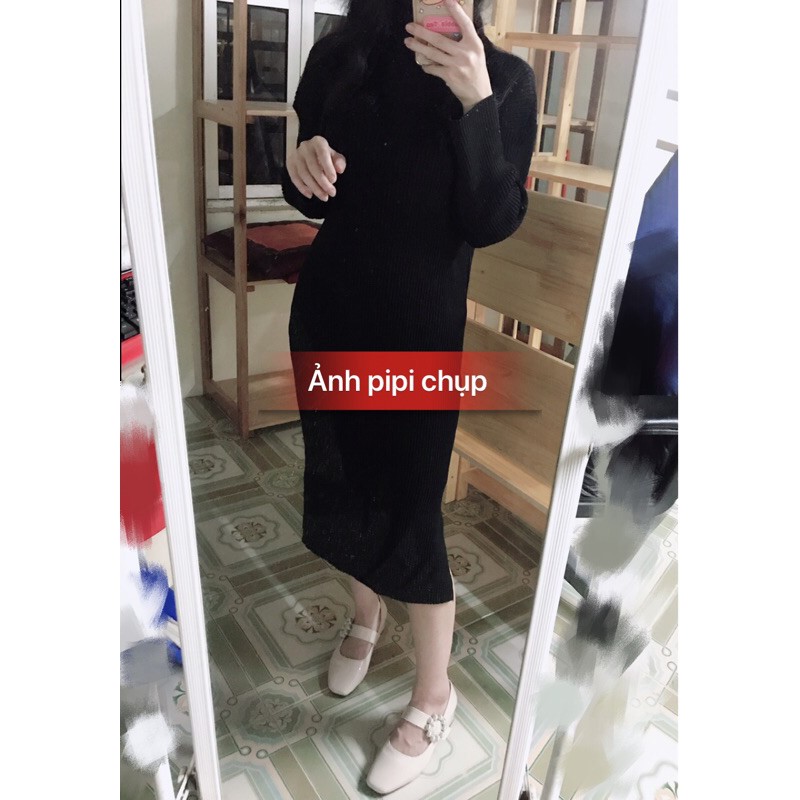[SẴN] Váy len cổ lọ săn sale dáng dài Hàn Quốc PI002