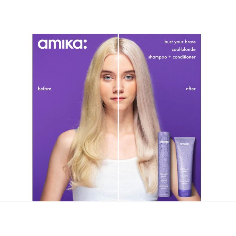 [ Sample 20ml * 2 ] Sét Gội Xả Amika Bust Your Brass Cool Blonde