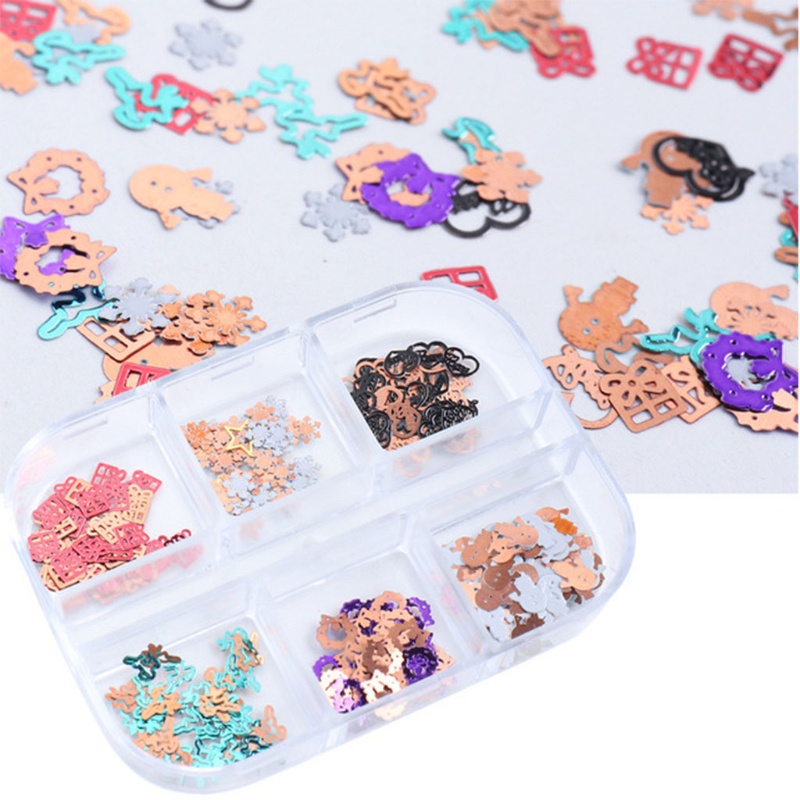 Hộp Sequin Lấp Lánh Trang Trí Móng Nghệ Thuật Dịp Giáng Sinh