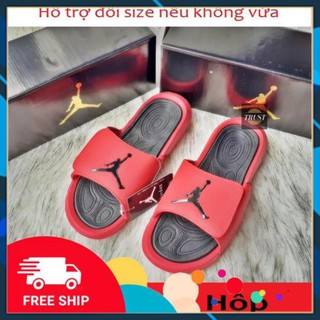 Dép jordan quai ngang thể thao nam nữ jd đỏ tặng hộp