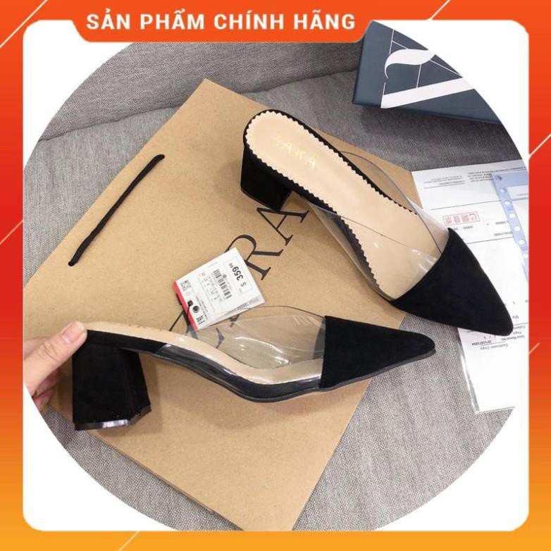 Guốc zara mica bít mũi quai trong mũi nỉ xuất dư fullbox tag mác -ki8
