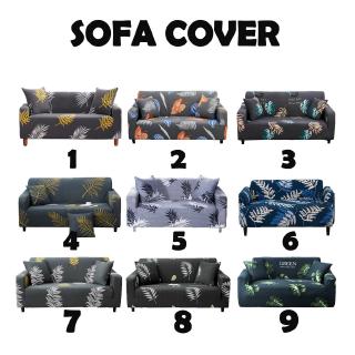 Sofa Cover Elastic 1/2/3/4 seater Combination Slipcover Black Leaf Stretch Protector Non-slip Dustproof