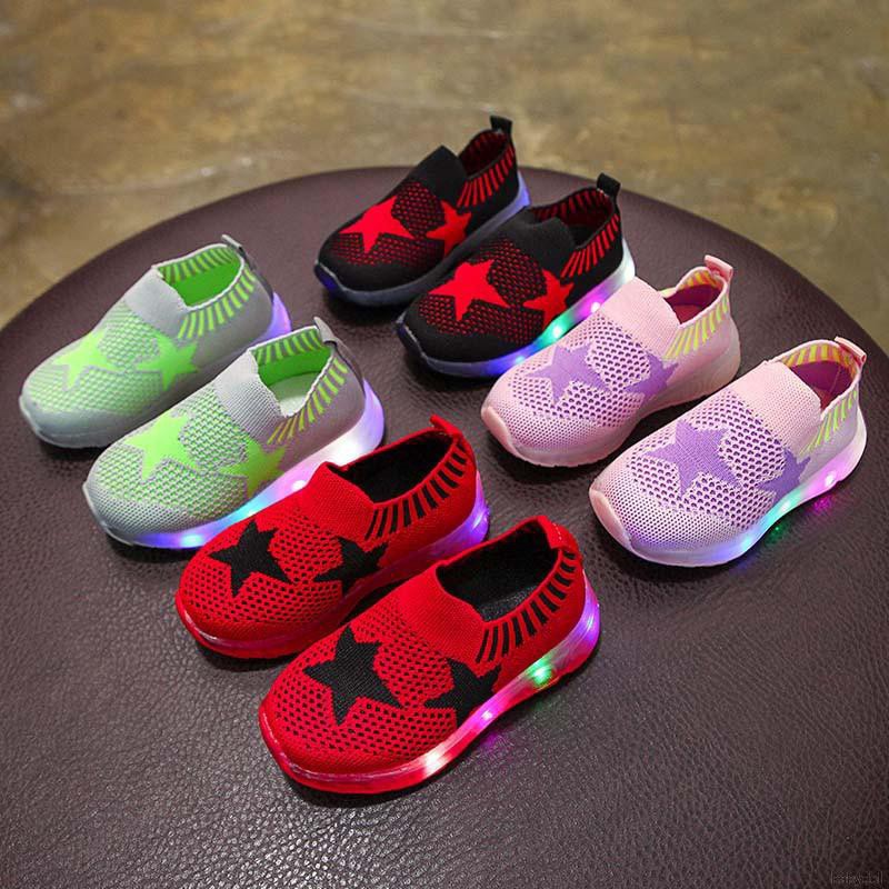 Children Boys Girls Shoes Kids Sneakers Star Print Light Led Shoes Kids Trainers