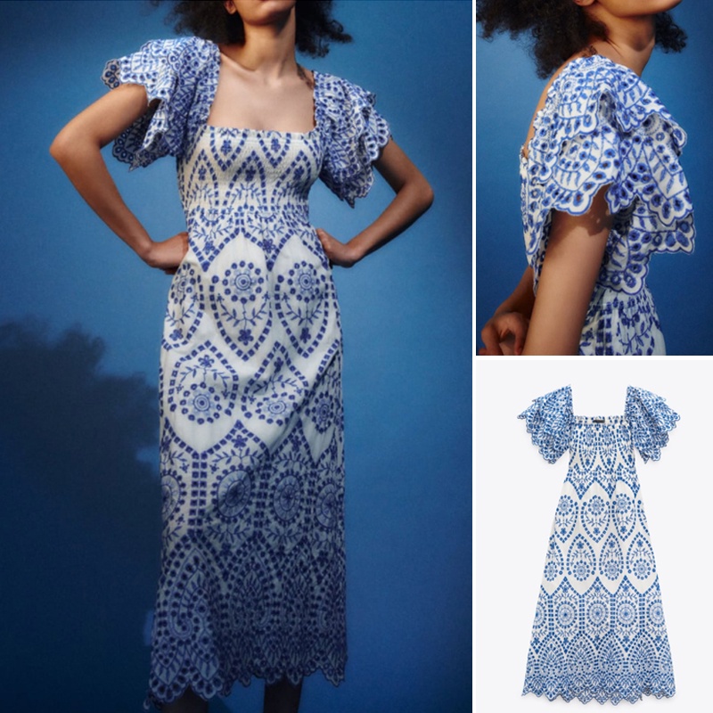 Đầm Zara Hai Dây Dáng Dài Họa Tiết Thêu Thời Trang Mùa Hè Cá Tính2157051
