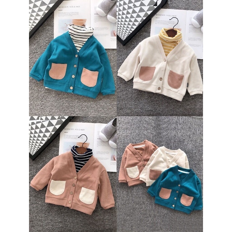 Áo len cho bé trai hàn quốc xuất xịn, áo khoác len cardigan bé trai và bé gái cho bé từ 6-27kg