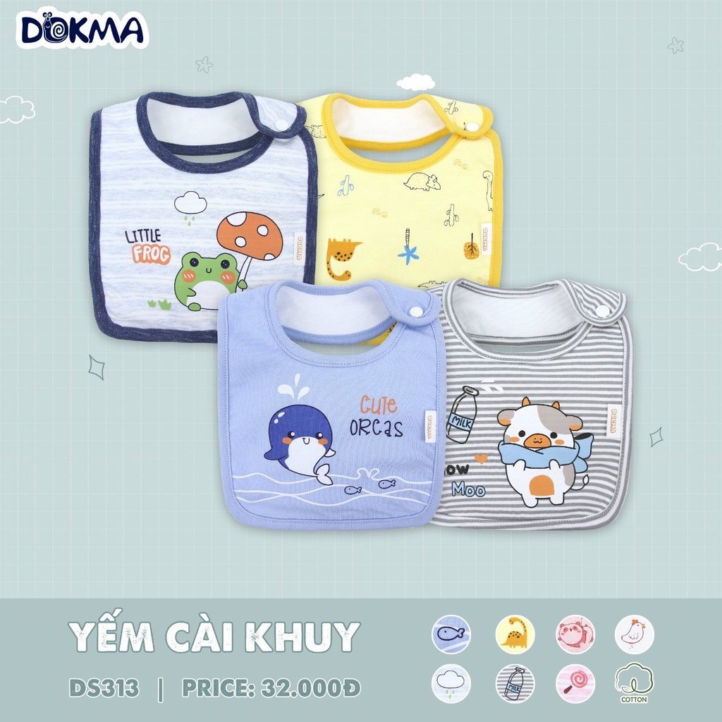 DOKMA Yếm vuông cotton bé trai bé gái DS313