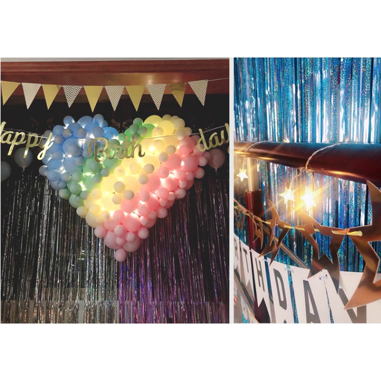 Rèm Treo Tường Trang Trí Tiệc Cưới/Sinh Nhật Màu Sắc Laser Kẻ Sọc 2M