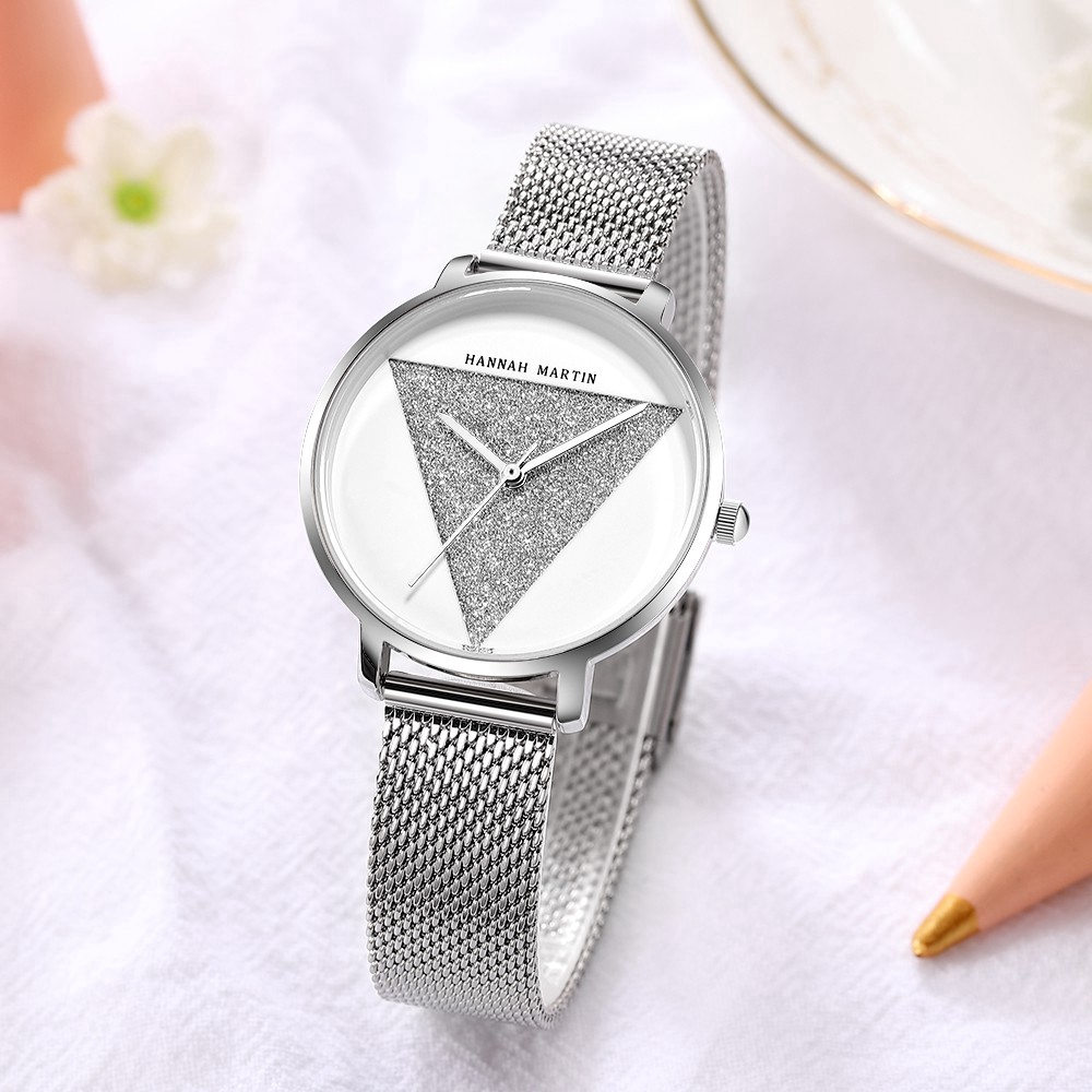 Đồng hồ nữ Hannah Martin 100% Original Women's Watches Quartz Stainless steel Strap mesh Girl Casual Waterproof COD Wrist watches Birthday Gift 1332