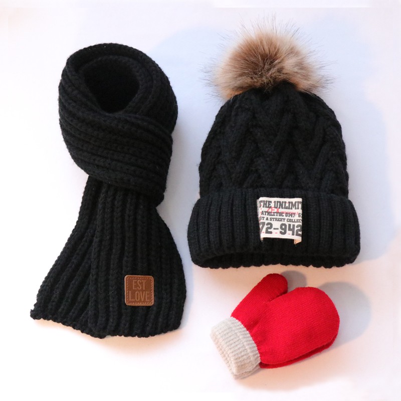 Bộ Mũ Trùm Đầu + Găng Tay + Khăn Choàng Giữ Ấm Đáng Yêu Dành Cho Bé