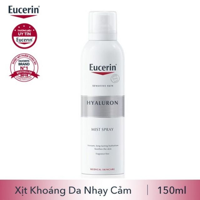 Eucerin Hyaluron Mist Spray: Xịt Khoáng Cho Da Nhạy Cảm (150 ml)