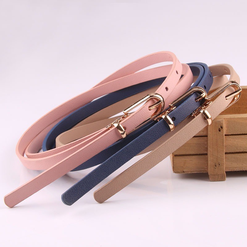 Thắt lưng da PU bản nhỏ tùy chọn màu sắc phong cách Hàn Quốc cho nữ