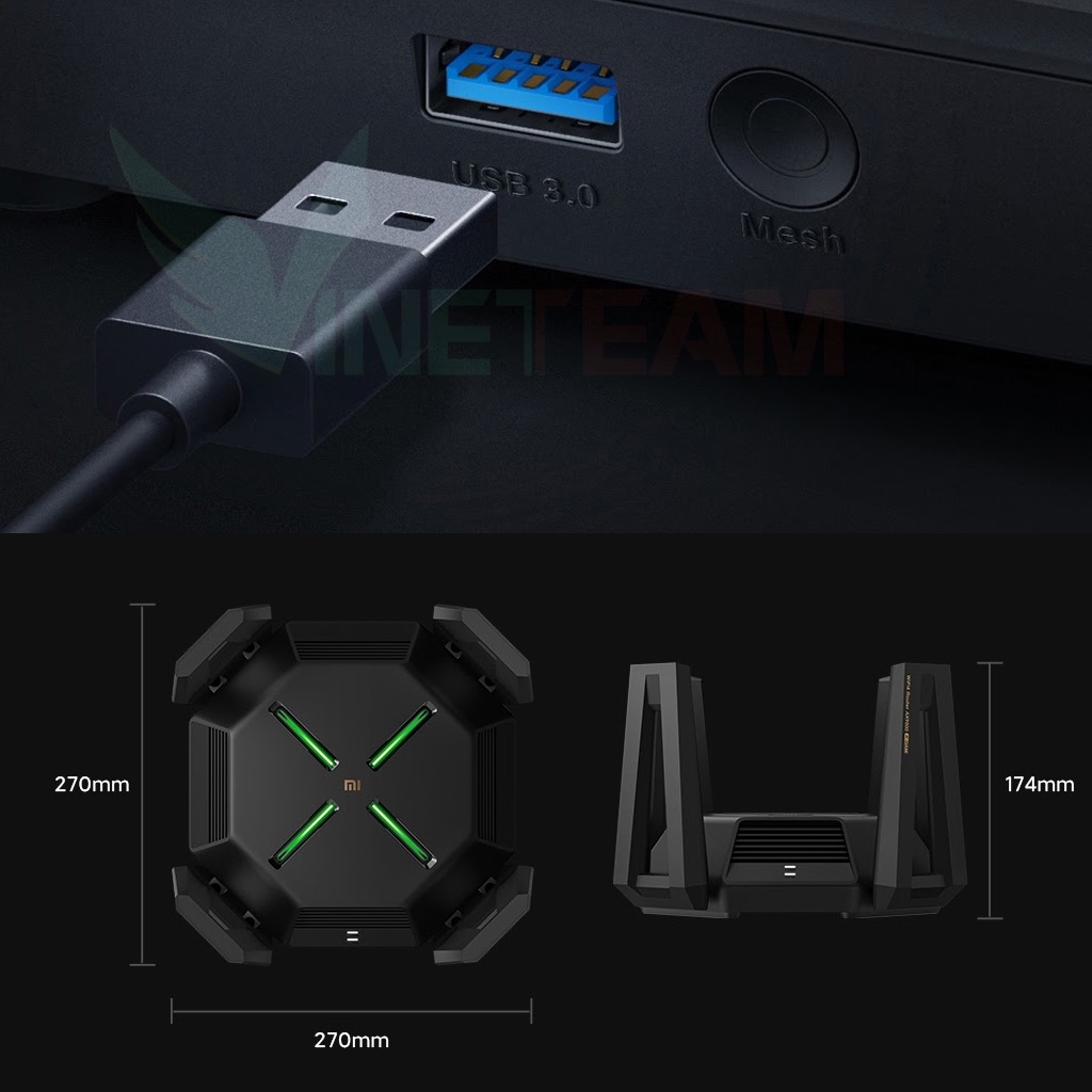 Router Wifi Xiaomi AX9000, router AIoT WiFi 6 Enhanced Version Tri-Channel Quad-Core CPU 1GB RAM 4K QAM 9000Mbps -dc4681