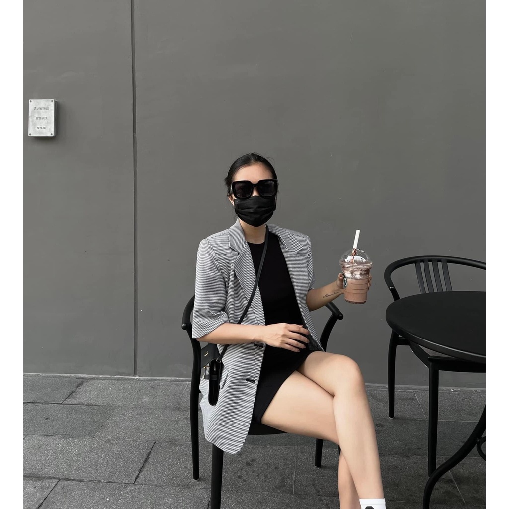 ÁO KHOÁC BLAZER CỔ VEST TAY NGẮN KÈM ẢNH THẬT