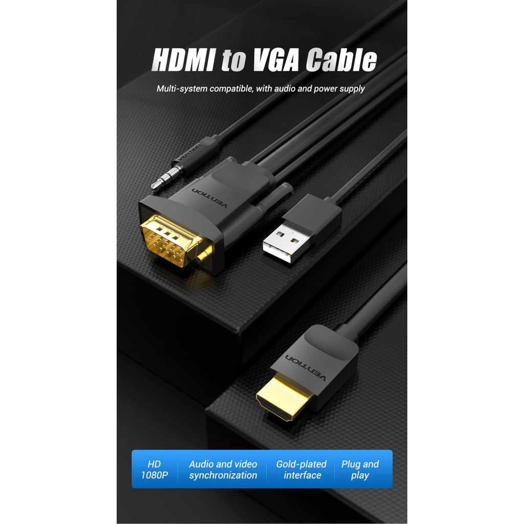 on Dòng chuyển đổi HDMI to VGA 1080P Digital to Analog Video Audio Male To Famale Converter for PC L