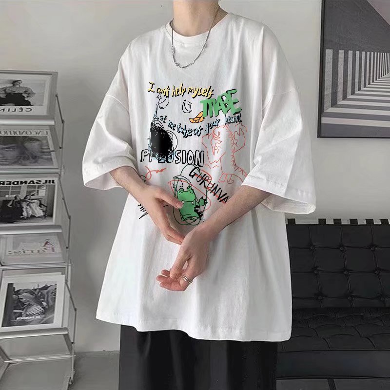 【M-8XL】Áo Thun Dáng Rộng Phong Cách Đường Phố Hip Hop Thời Trang Mùa Hè Giản Dị Dành Cho Nam Sinh
